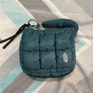Free People Teal Quilted Mini Pouch
